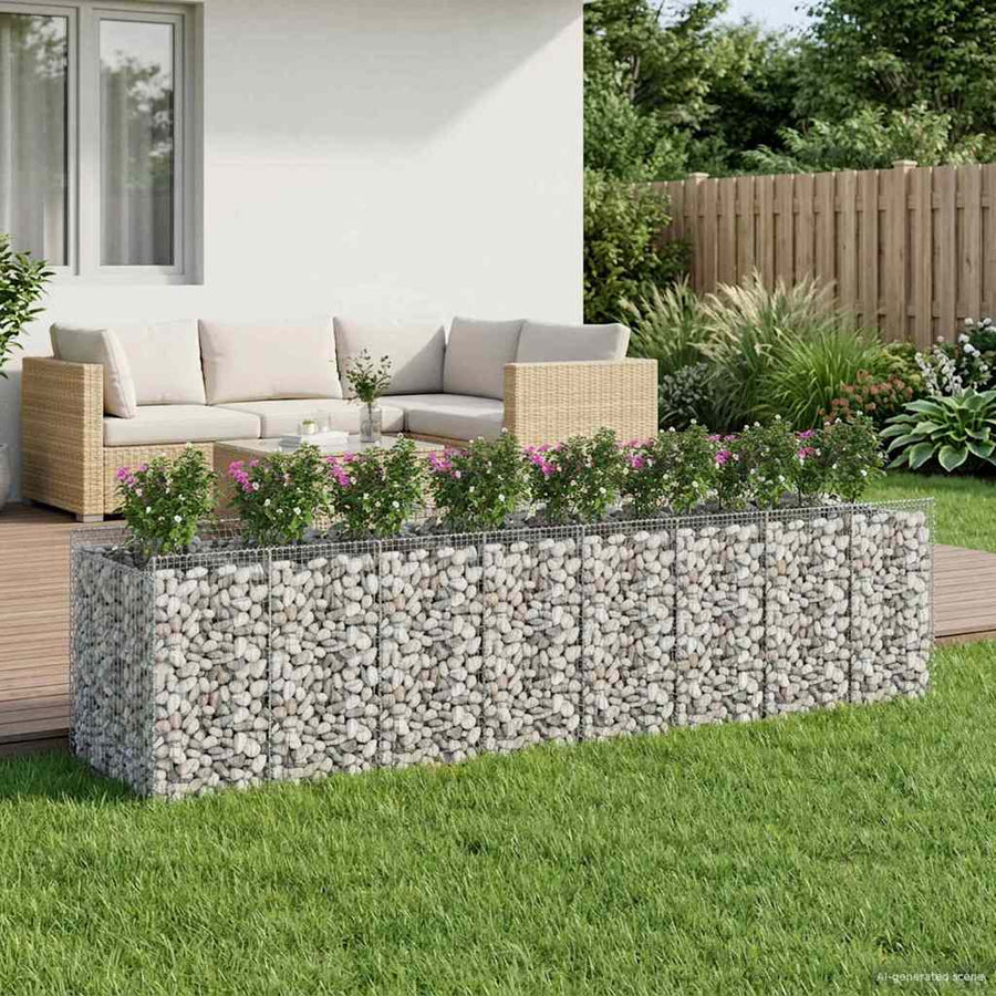 Gabion Verhoogd Bed 4 pcs Zilverkleurig