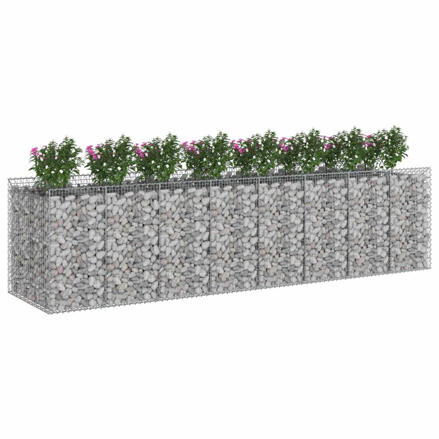 Gabion Verhoogd Bed 4 pcs Zilverkleurig