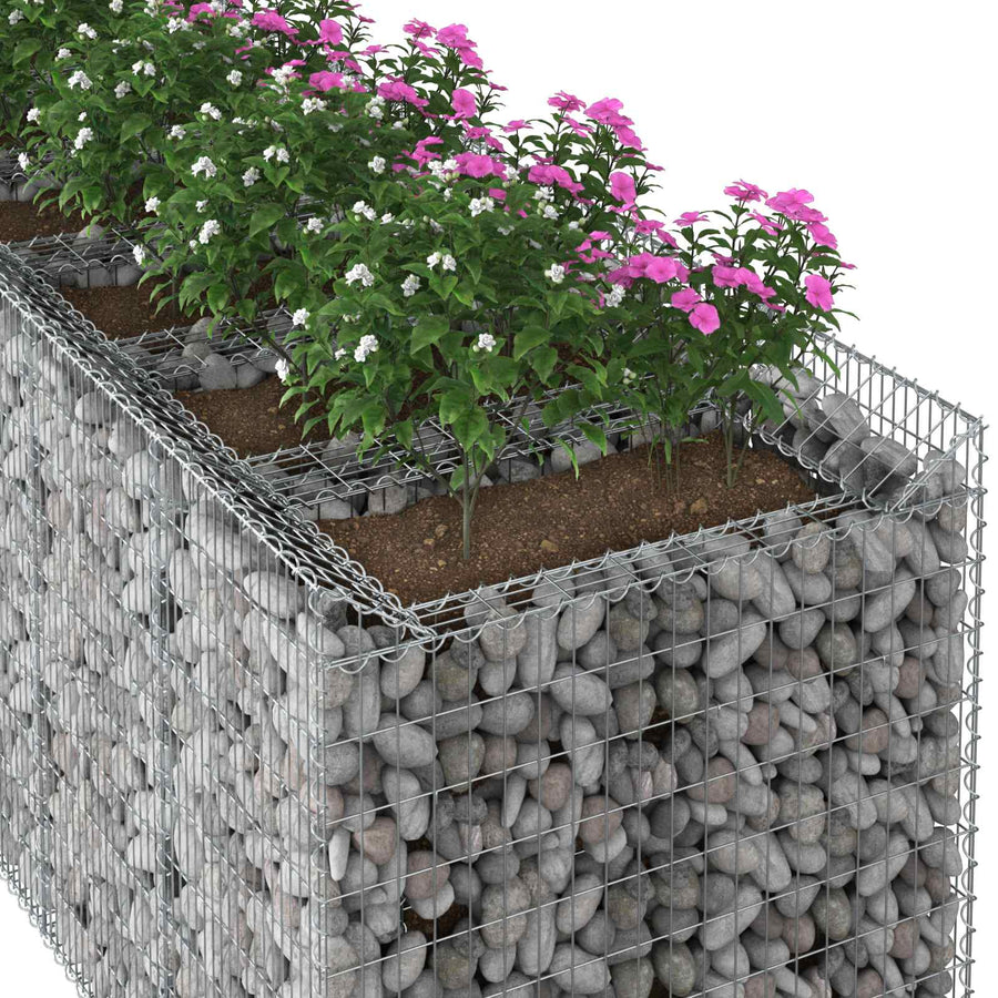 Gabion Verhoogd Bed 4 pcs Zilverkleurig