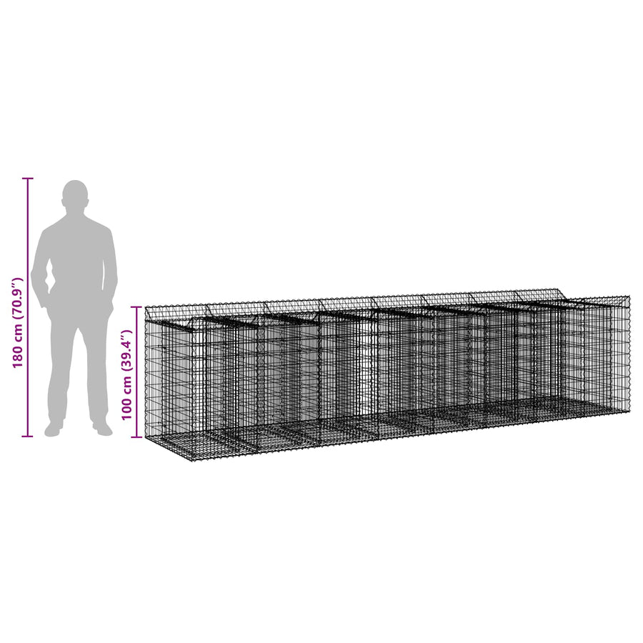 Gabion Verhoogd Bed 4 pcs Zilverkleurig