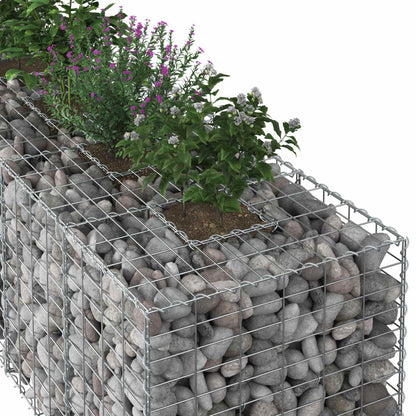 Gabion Verhoogd Bed 2 pcs Zilver 260 x 60 x 55 cm