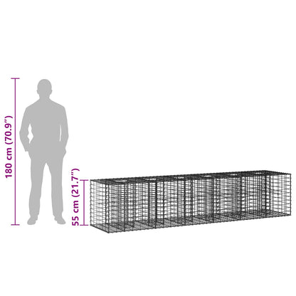 Gabion Verhoogd Bed 2 pcs Zilver 260 x 60 x 55 cm