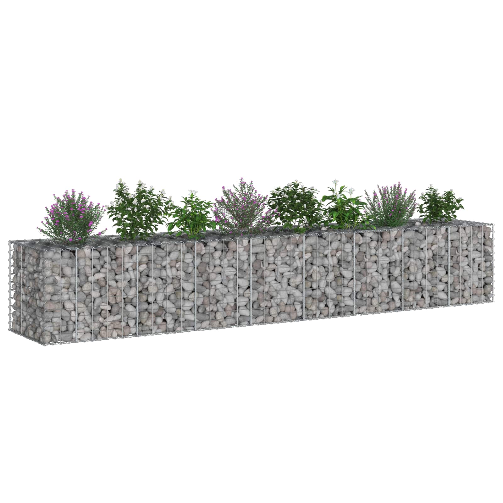 Gabion Verhoogd Bed 2 pcs Zilver 340 x 60 x 55 cm
