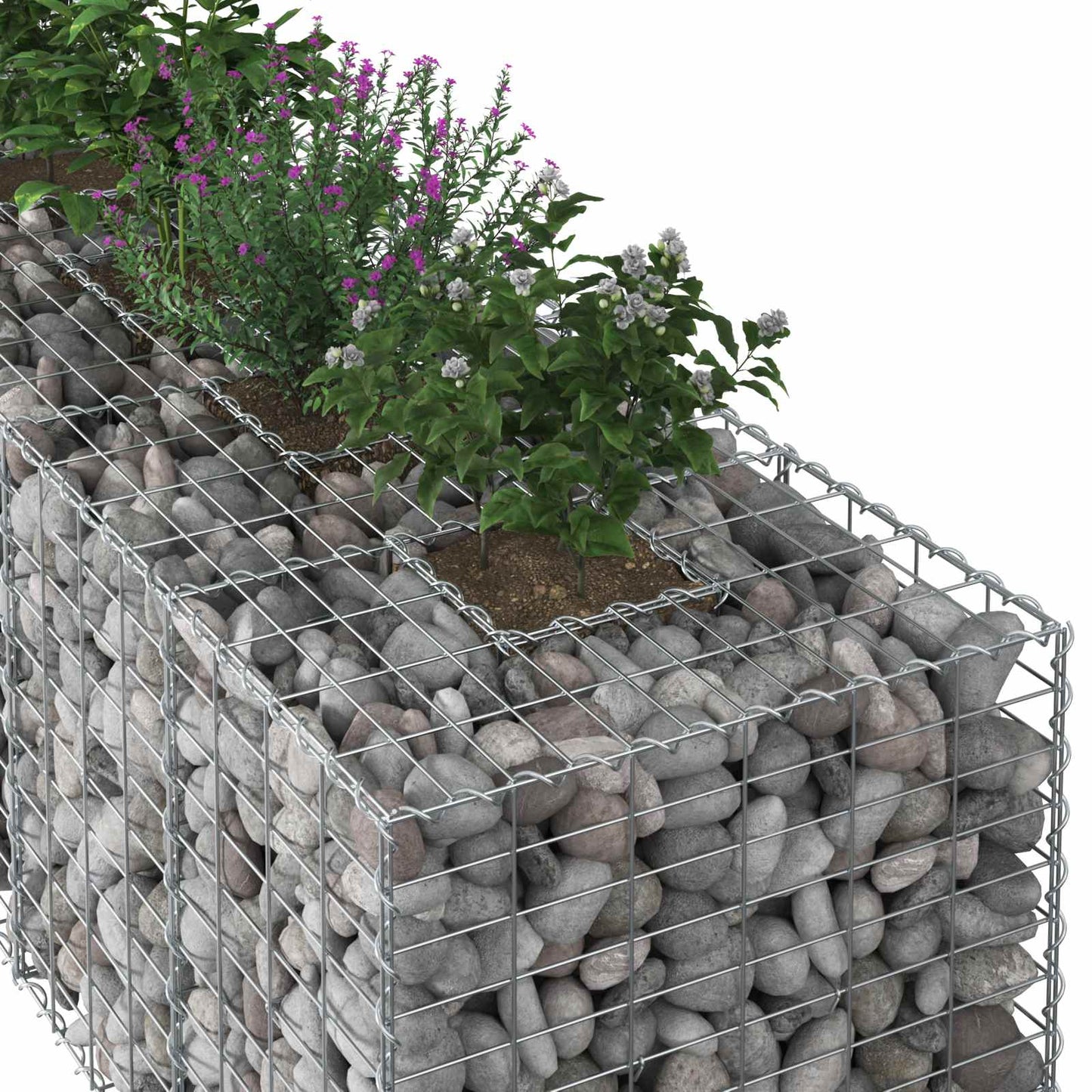 Gabion Verhoogd Bed 2 pcs Zilver 340 x 60 x 55 cm