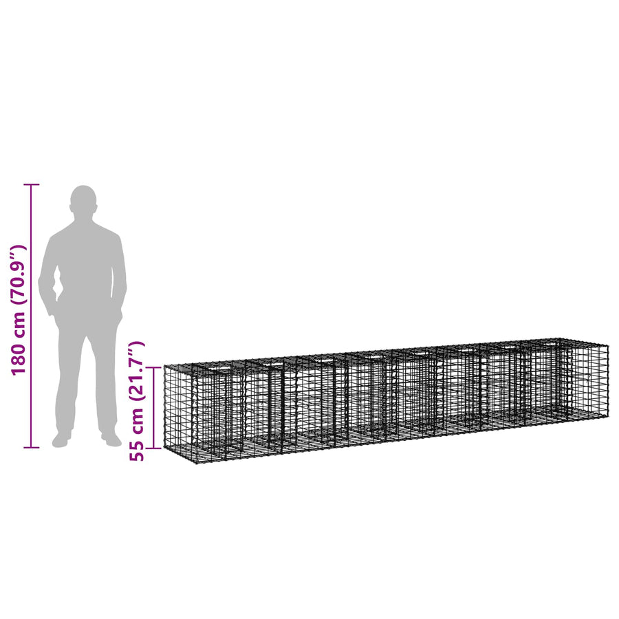Gabion Verhoogd Bed 2 pcs Zilver 340 x 60 x 55 cm