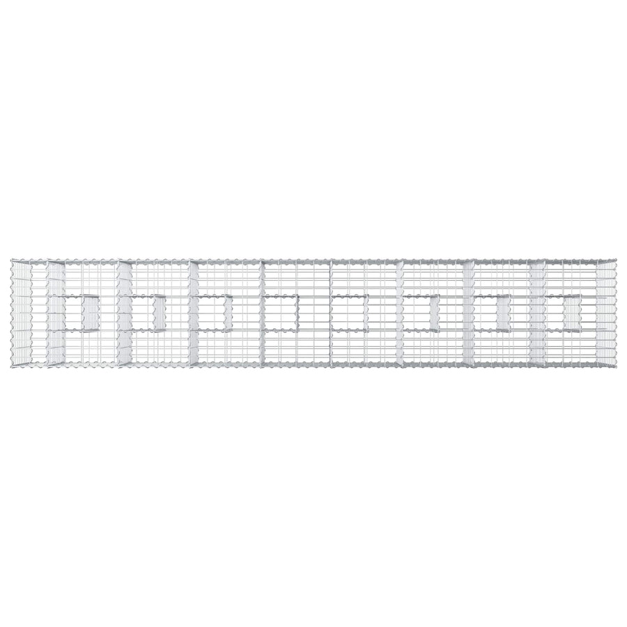 Gabion Verhoogd Bed 2 pcs Zilver 340 x 60 x 55 cm