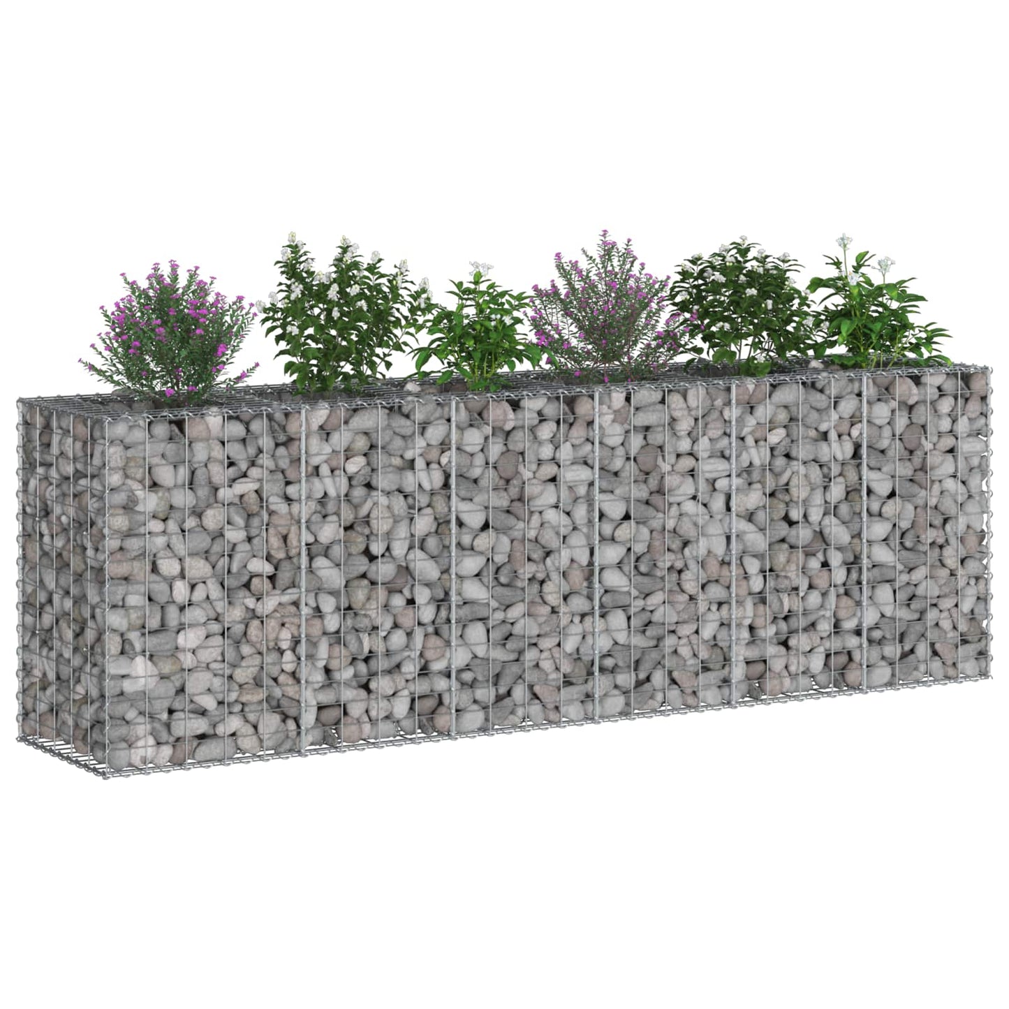 Gabion Verhoogd Bed 2 pcs Zilver 250 x 50 x 80 cm