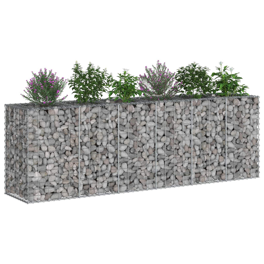 Gabion Verhoogd Bed 2 pcs Zilver 250 x 50 x 80 cm