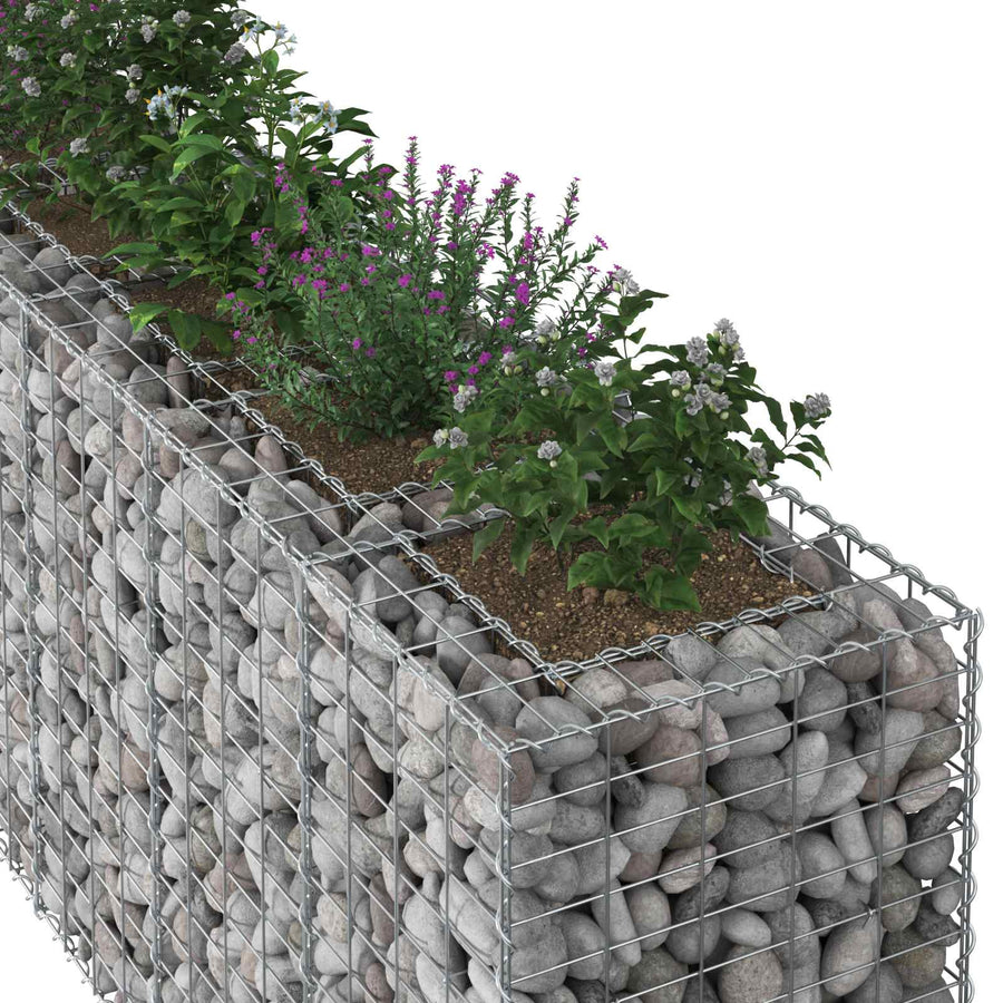 Gabion Verhoogd Bed 2 pcs Zilver 250 x 50 x 80 cm