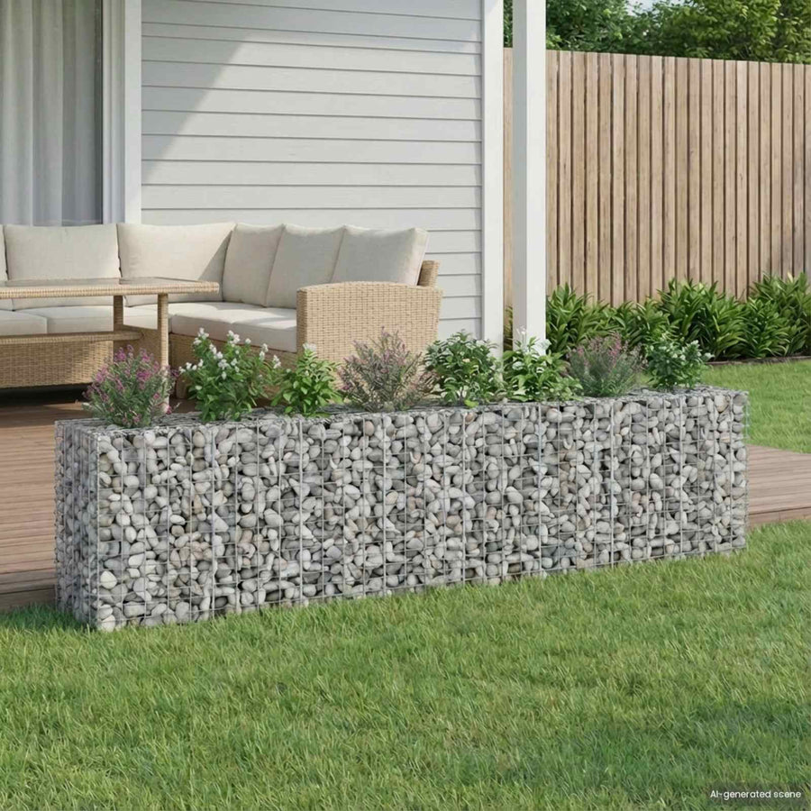 Gabion Verhoogd Bed 2 pcs Zilver 330 x 50 x 80 cm
