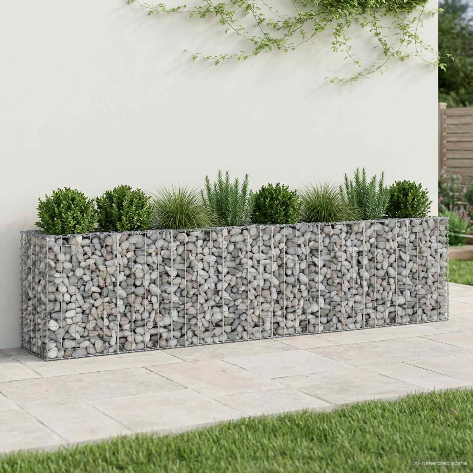 Gabion Verhoogd Bed 2 pcs Zilver 330 x 50 x 80 cm