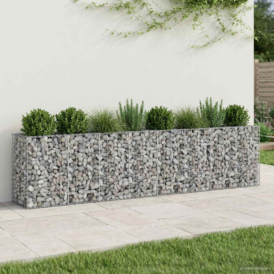 Gabion Verhoogd Bed 2 pcs Zilver 330 x 50 x 80 cm
