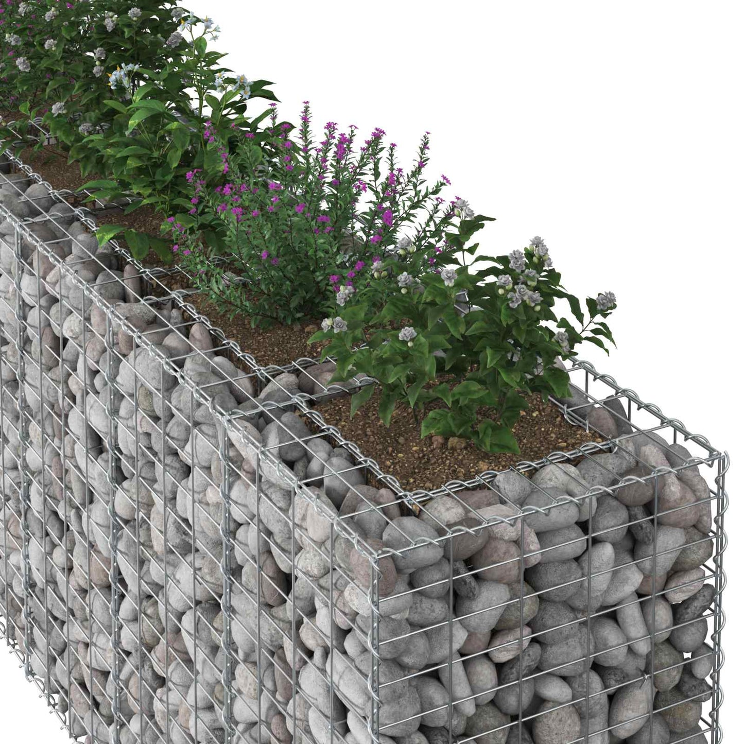 Gabion Verhoogd Bed 2 pcs Zilver 330 x 50 x 80 cm