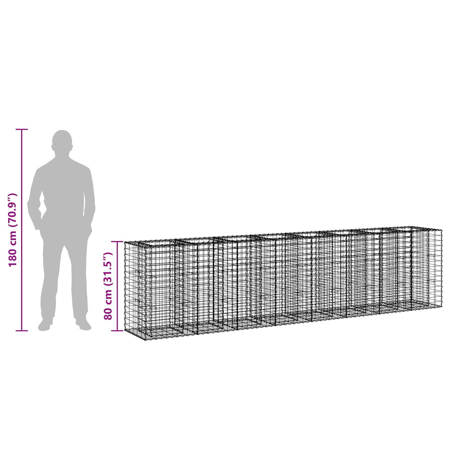 Gabion Verhoogd Bed 2 pcs Zilver 330 x 50 x 80 cm