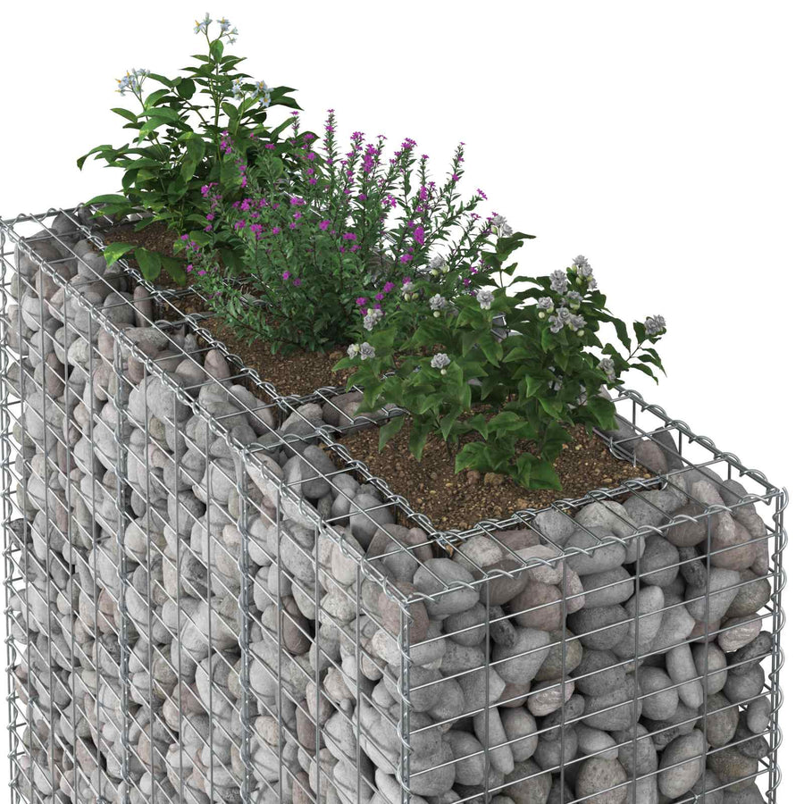 Gabion Verhoogd Bed 2 pcs Zilver 130 x 50 x 150 cm
