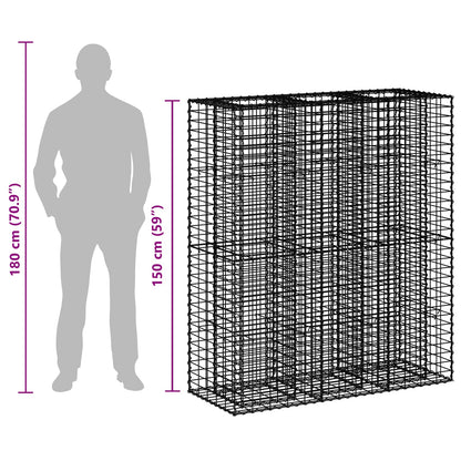 Gabion Verhoogd Bed 2 pcs Zilver 130 x 50 x 150 cm