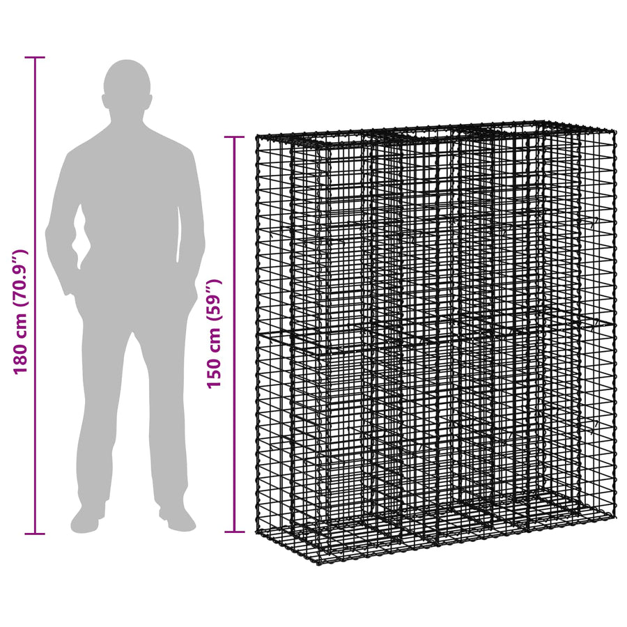 Gabion Verhoogd Bed 2 pcs Zilver 130 x 50 x 150 cm