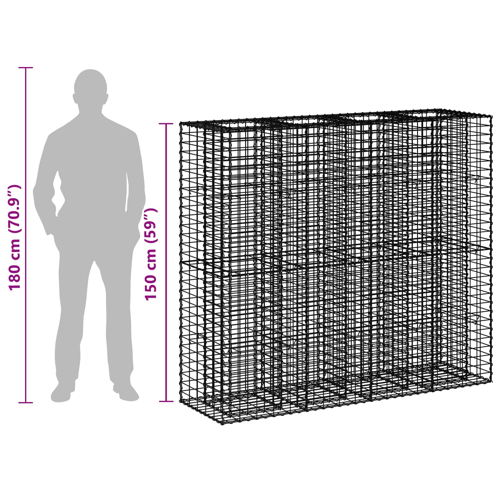 Gabion Verhoogd Bed 2 pcs Zilver 170 x 50 x 150 cm