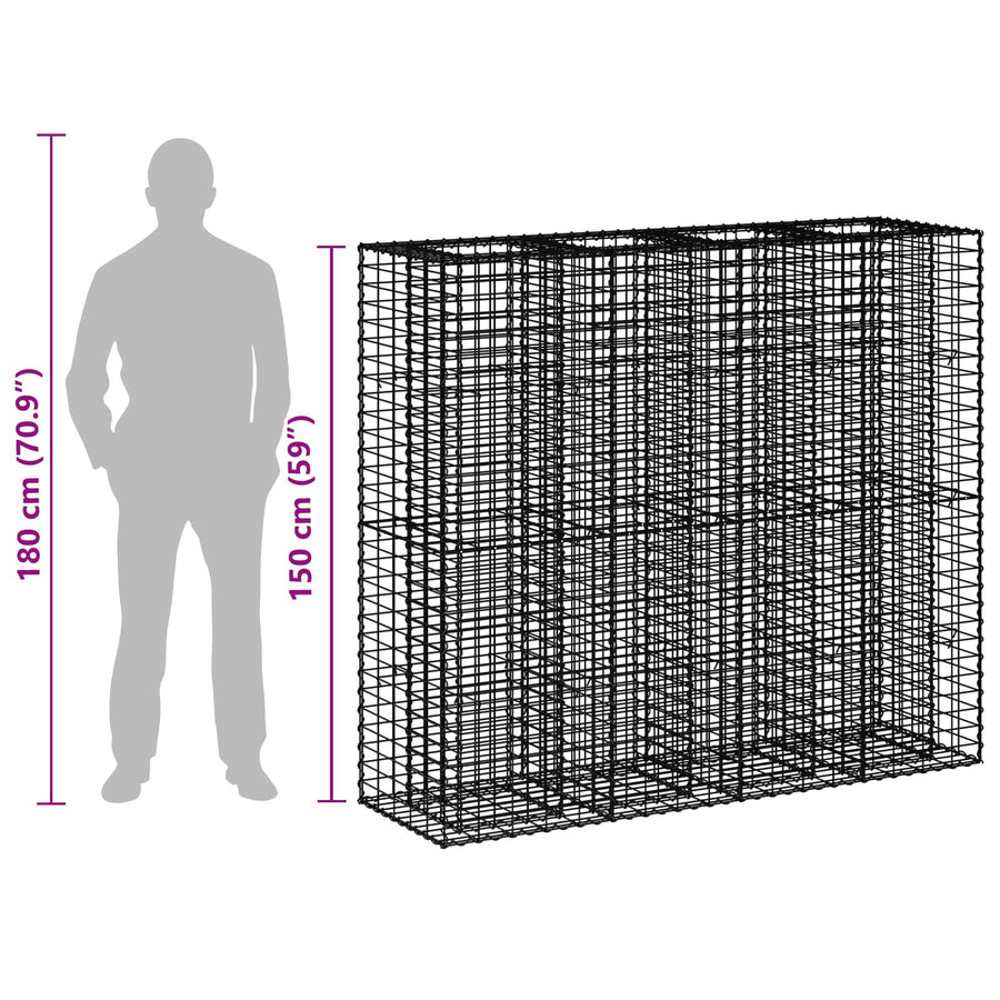 Gabion Verhoogd Bed 2 pcs Zilver 170 x 50 x 150 cm