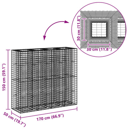 Gabion Verhoogd Bed 2 pcs Zilver 170 x 50 x 150 cm