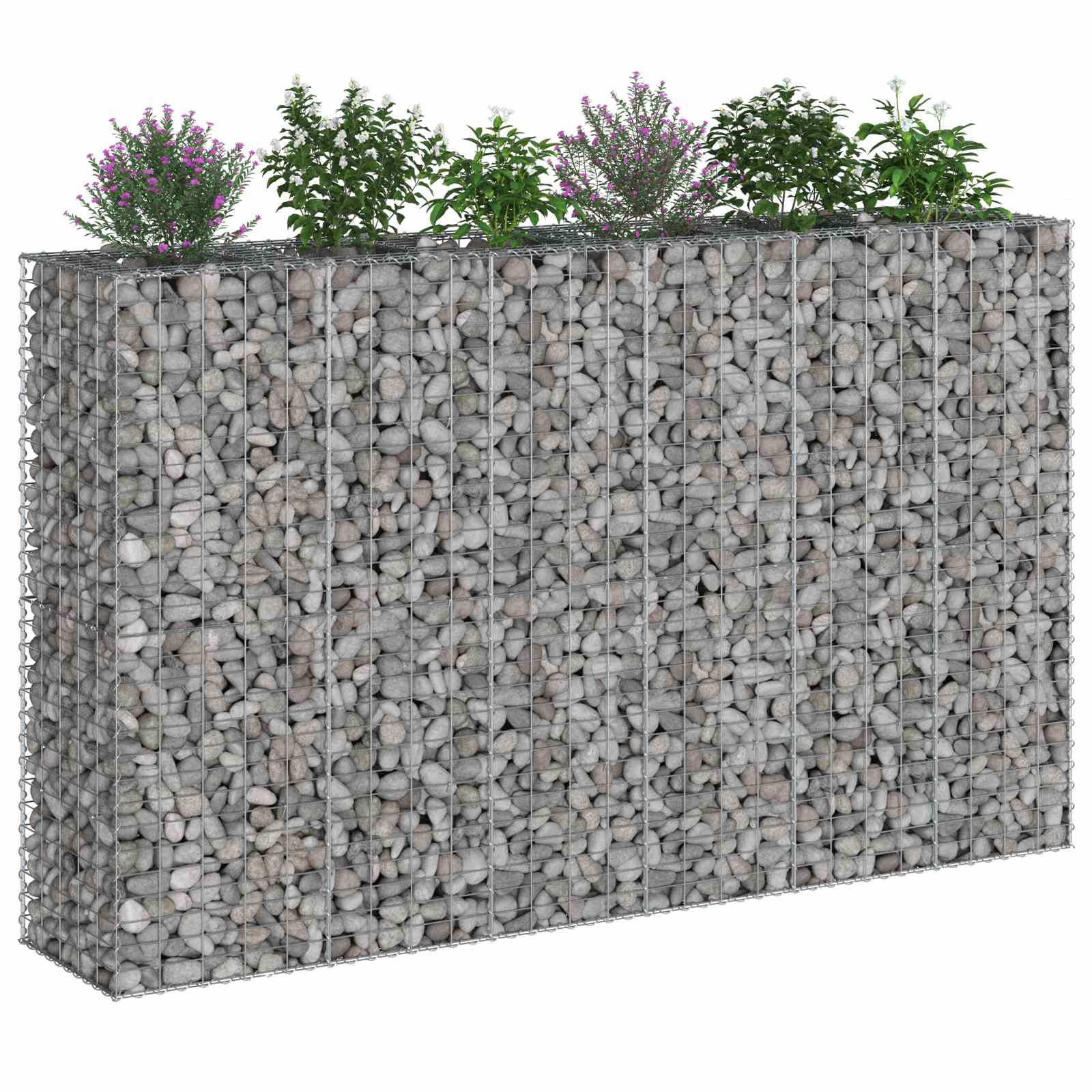 Gabion Verhoogd Bed 3 pcs Zilver 250 x 50 x 150 cm