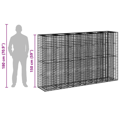 Gabion Verhoogd Bed 3 pcs Zilver 250 x 50 x 150 cm