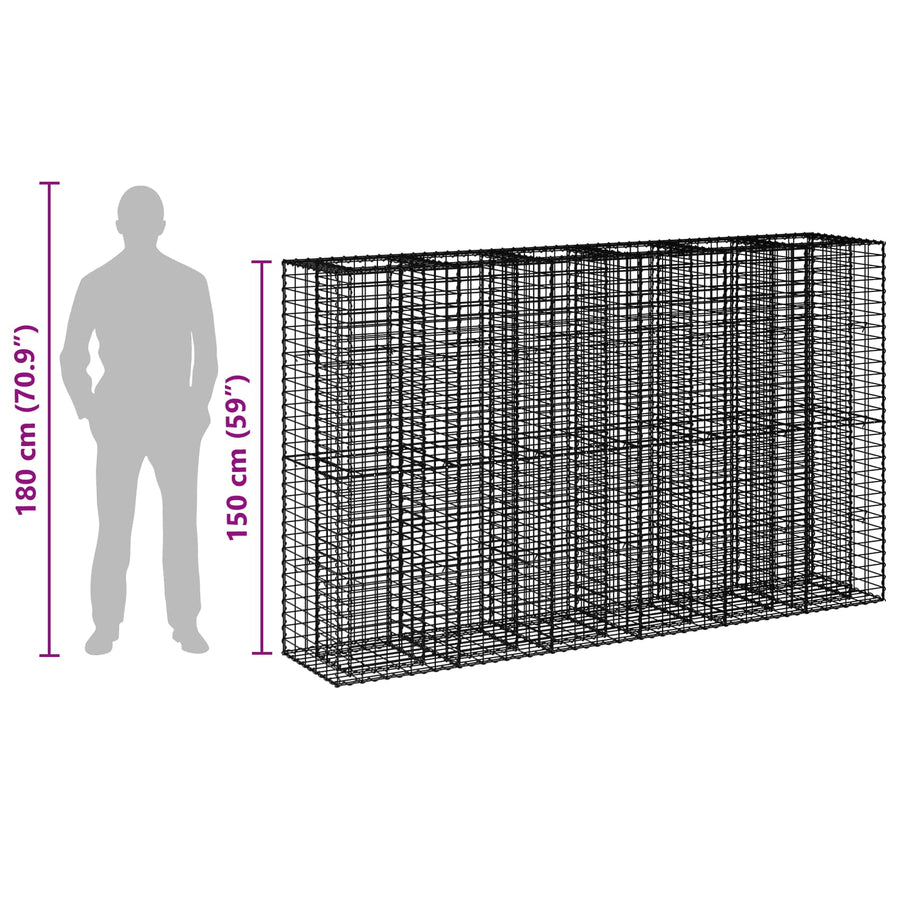 Gabion Verhoogd Bed 3 pcs Zilver 250 x 50 x 150 cm