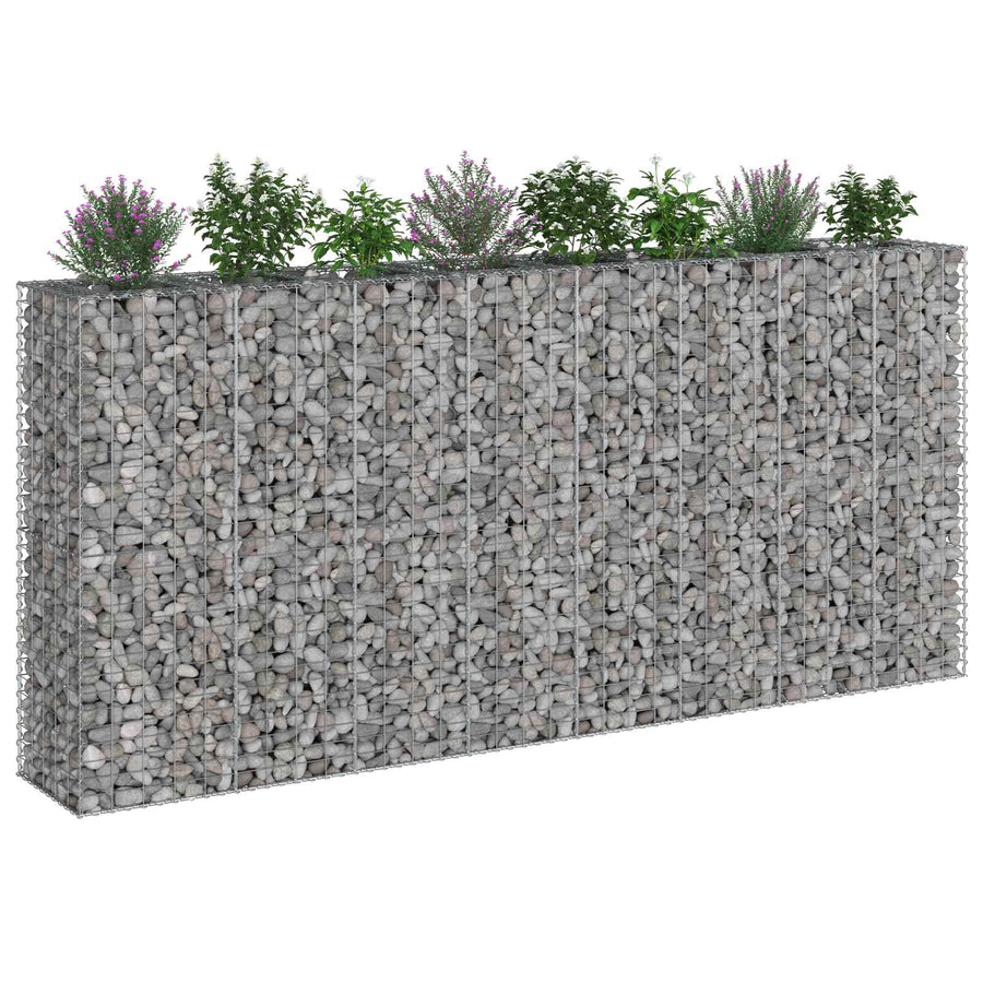 Gabion Verhoogd Bed 4 pcs Zilver 330 x 50 x 150 cm
