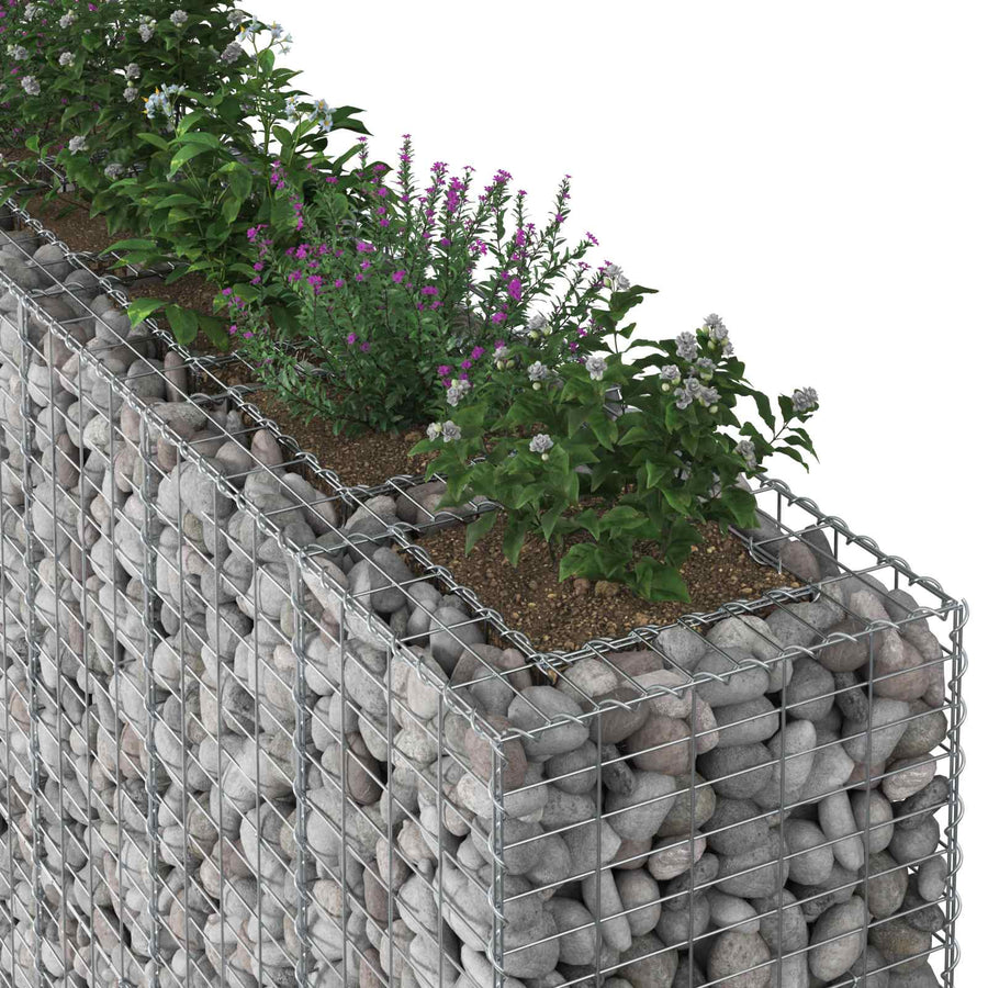 Gabion Verhoogd Bed 4 pcs Zilver 330 x 50 x 150 cm