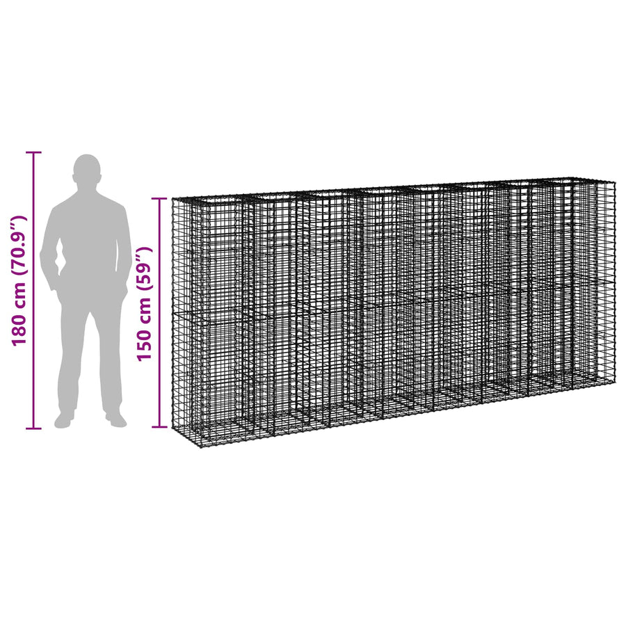 Gabion Verhoogd Bed 4 pcs Zilver 330 x 50 x 150 cm
