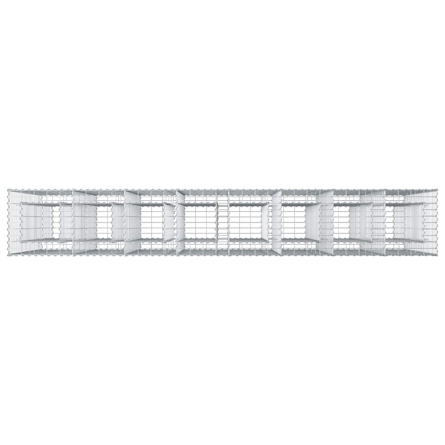 Gabion Verhoogd Bed 4 pcs Zilver 330 x 50 x 150 cm