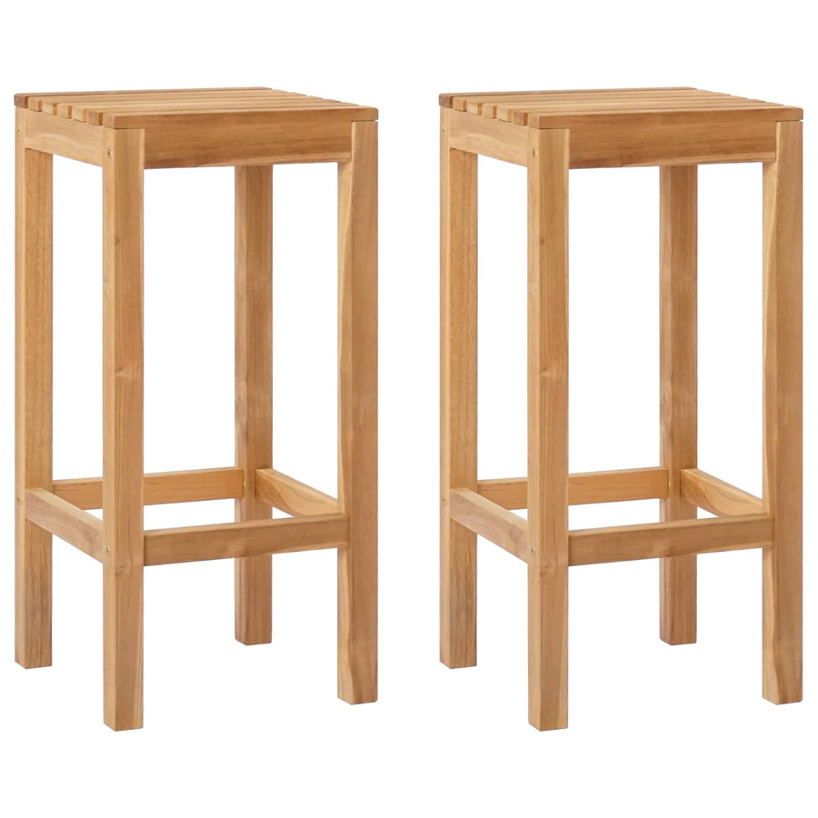 Barkruk 2 pcs Bruin Massief Teakhout