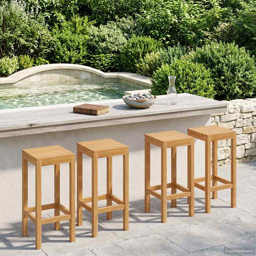 Barkruk 4 pcs Bruin Massief Teakhout