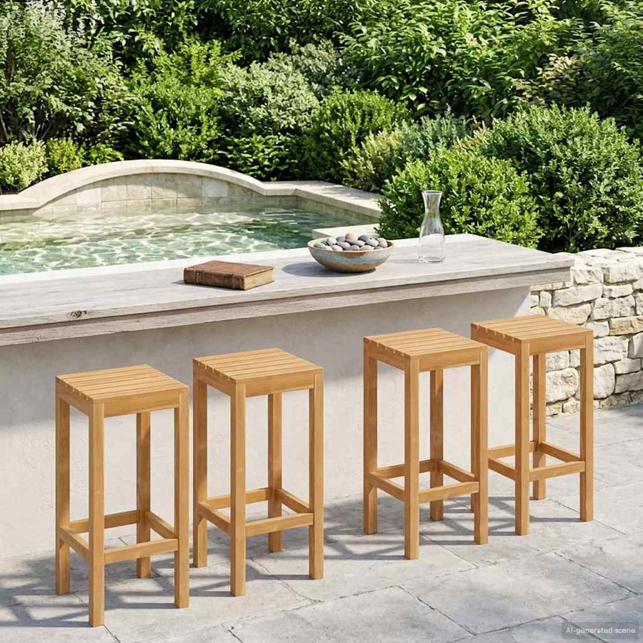 Barkruk 4 pcs Bruin Massief Teakhout
