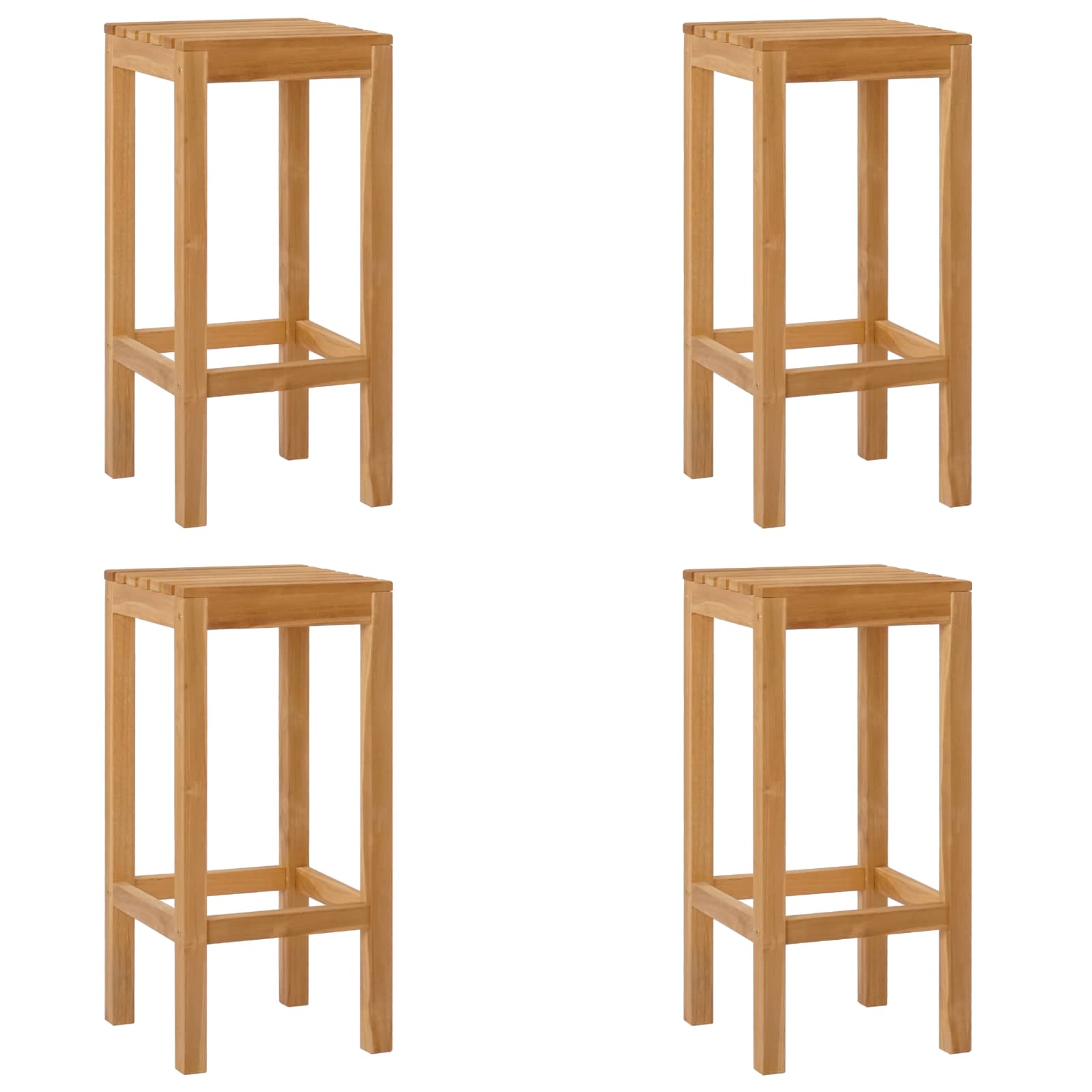 Barkruk 4 pcs Bruin Massief Teakhout