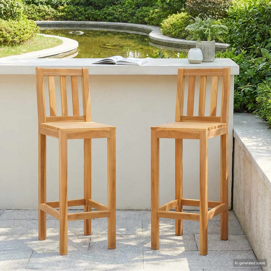 Barkruk 2 pcs Onbehandeld 35 x 45 x 110 cm Massief Teakhout
