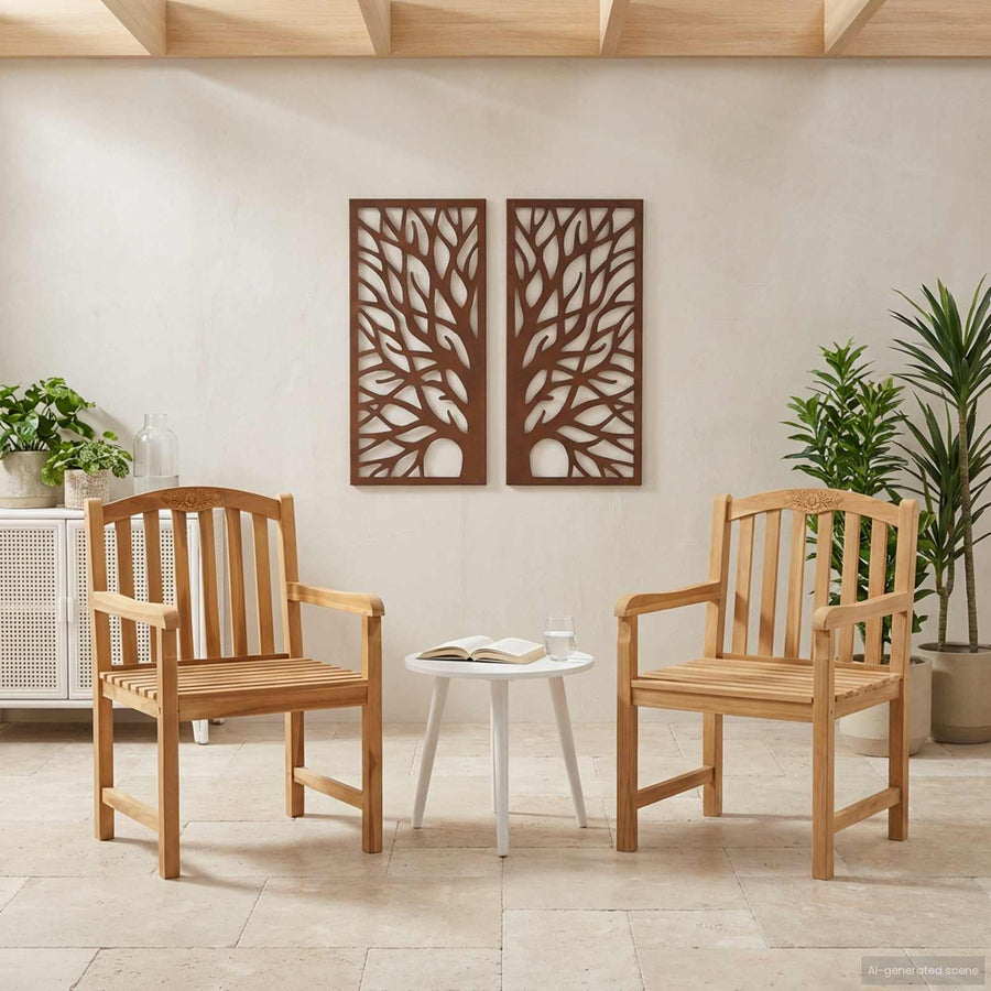 Stoelen met rozenmotief 2 stuks Naturel 58 x 60 x 90 cm