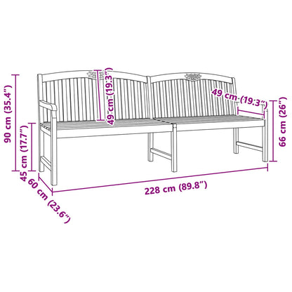 Handgemaakte Rozenbank Naturel 228 x 60 x 90 cm