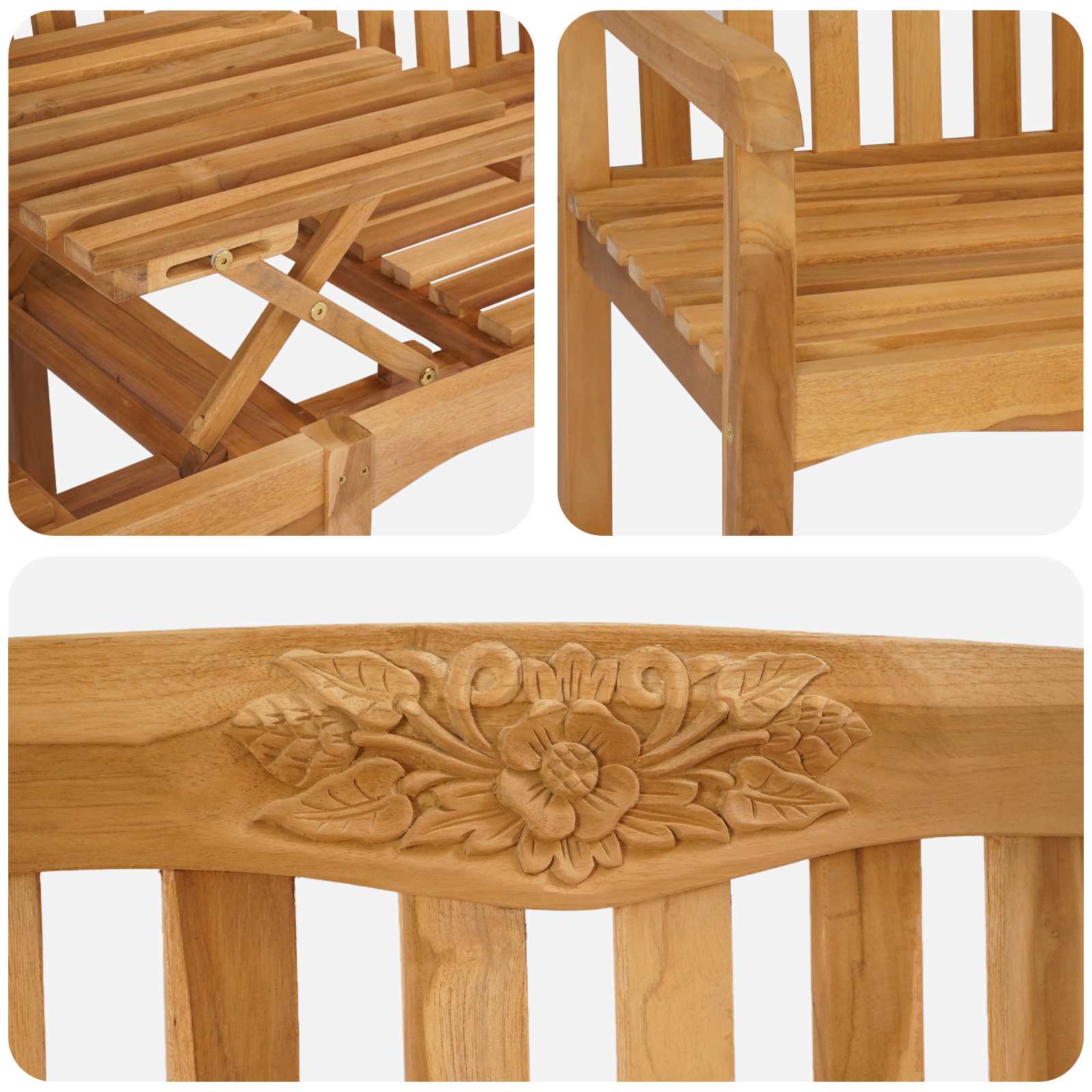 Handgemaakte Rozenbank Naturel 150,5 x 60 x 95 cm