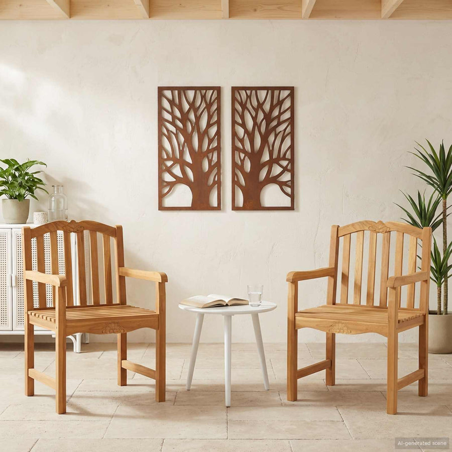Tuinstoel 2 pcs Naturel 58 x 60 x 93 cm Massief Teakhout