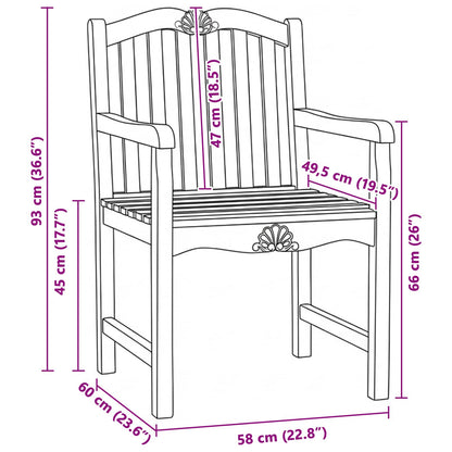 Tuinstoel 2 pcs Naturel 58 x 60 x 93 cm Massief Teakhout