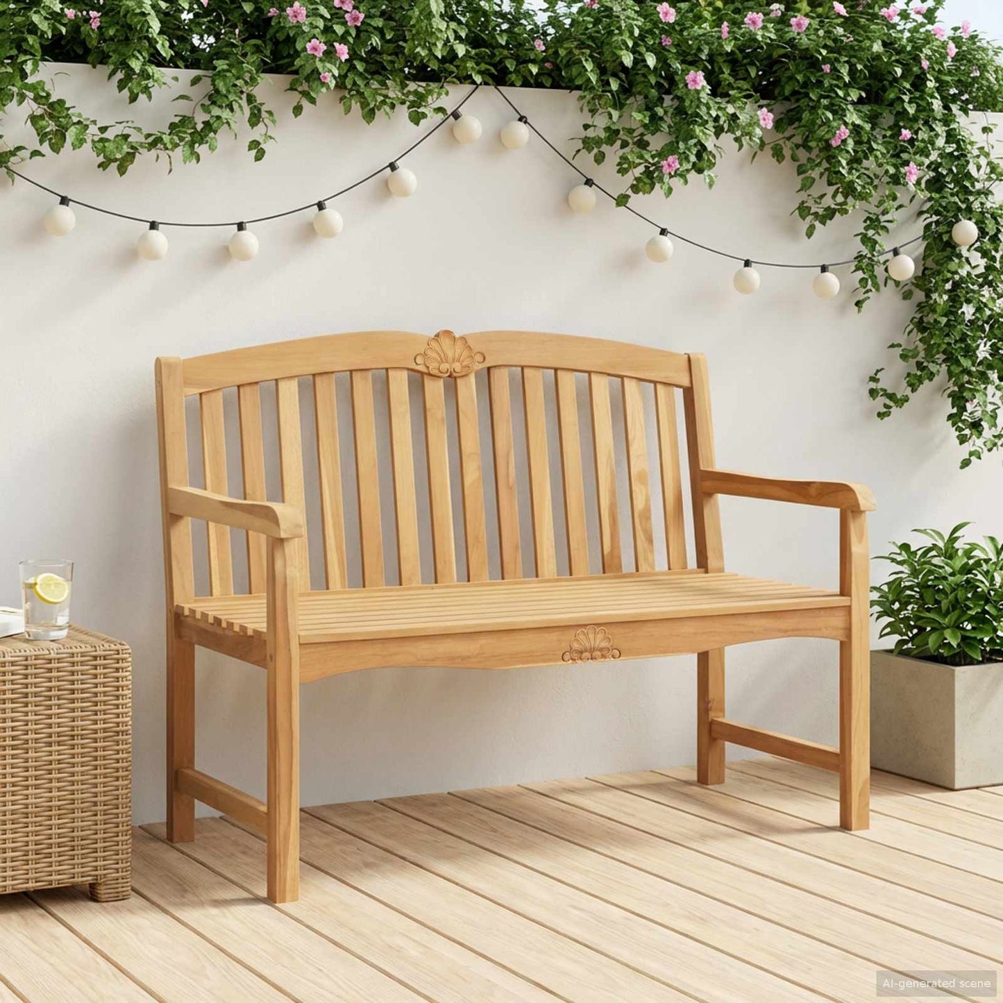 Handgemaakte Rozenbank Naturel 114 x 60 x 95 cm