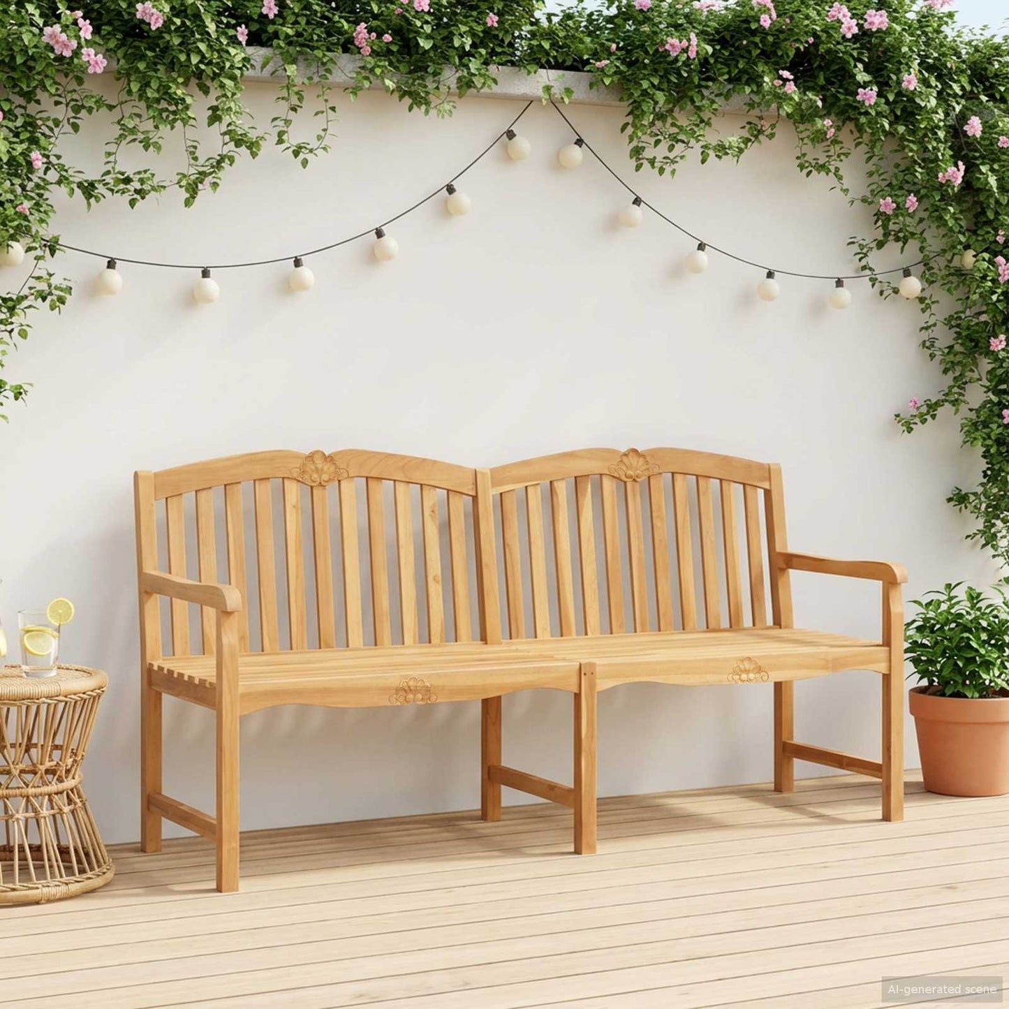 Handgemaakte Rozenbank Naturel 180,5 x 60 x 96 cm