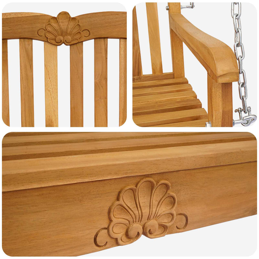 Schommelbank Naturel 114 x 60 x 60,5 cm Massief Teakhout