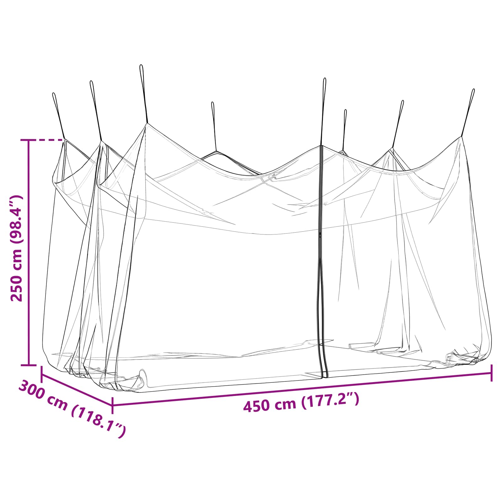 Tuin Muggen Net 156 Gaas Zwart 3 x 4,5 x 2,5 m Polyester