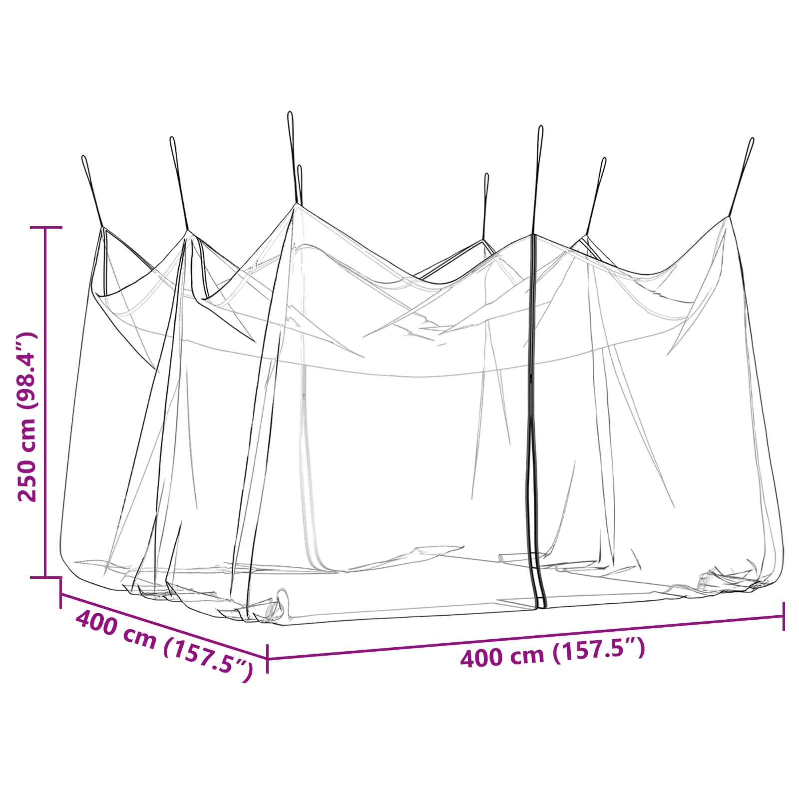 Tuin Muggen Net 156 Gaas Zwart 4 x 4 x 2,5 m Polyester