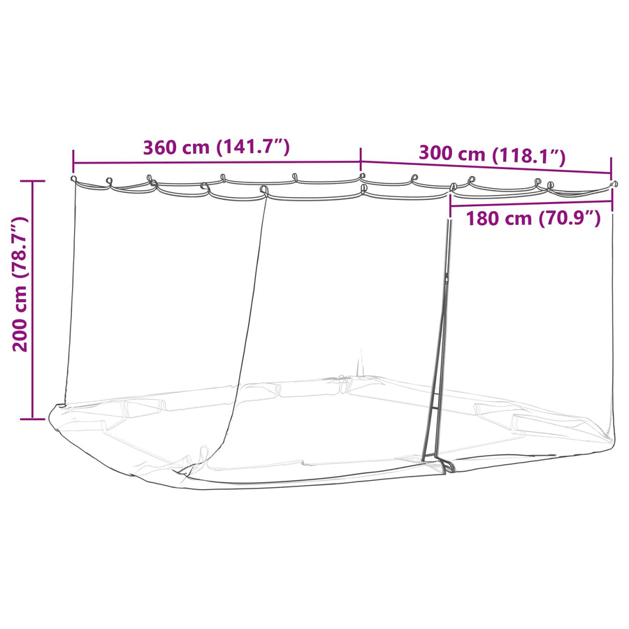 Muggennet voor Gazebo 220 Gaas 220 gaas Zwart 3,6 x 3 x 2 m