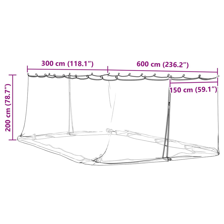 Muggennet voor Gazebo 220 Gaas 220 gaas Wit 6 x 3 x 2 m