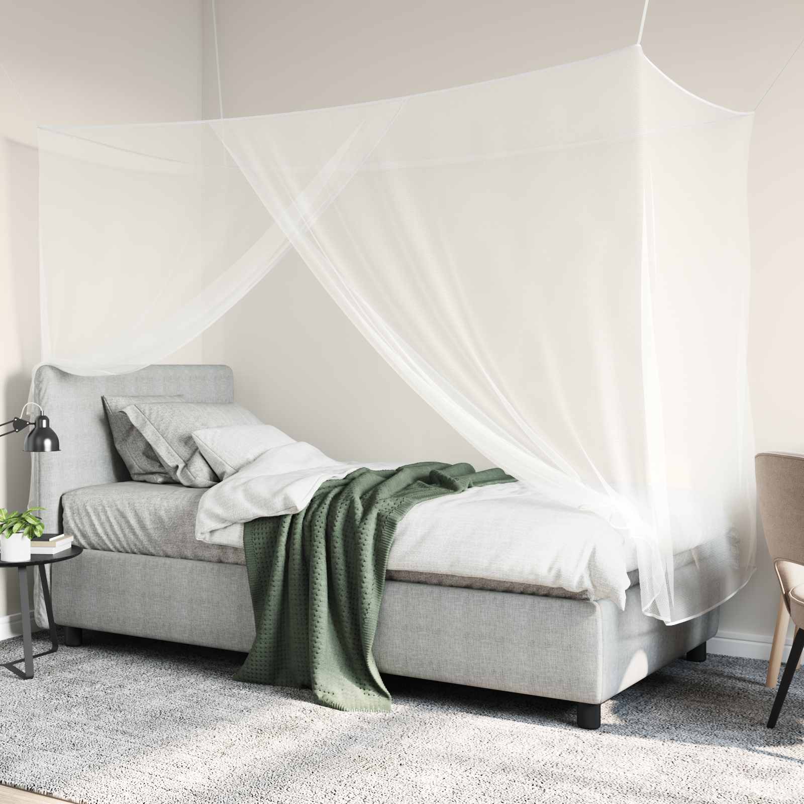 Muggennetje voor Bed 156 Gaas 3 pcs Wit Polyester
