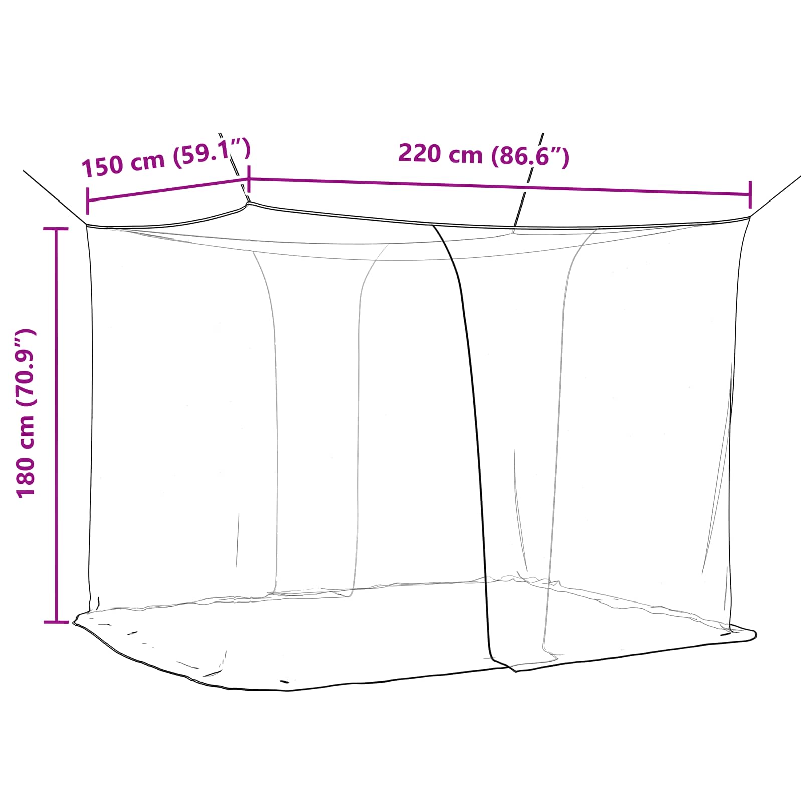 Muggennetje voor Bed 156 Gaas 3 pcs Wit Polyester